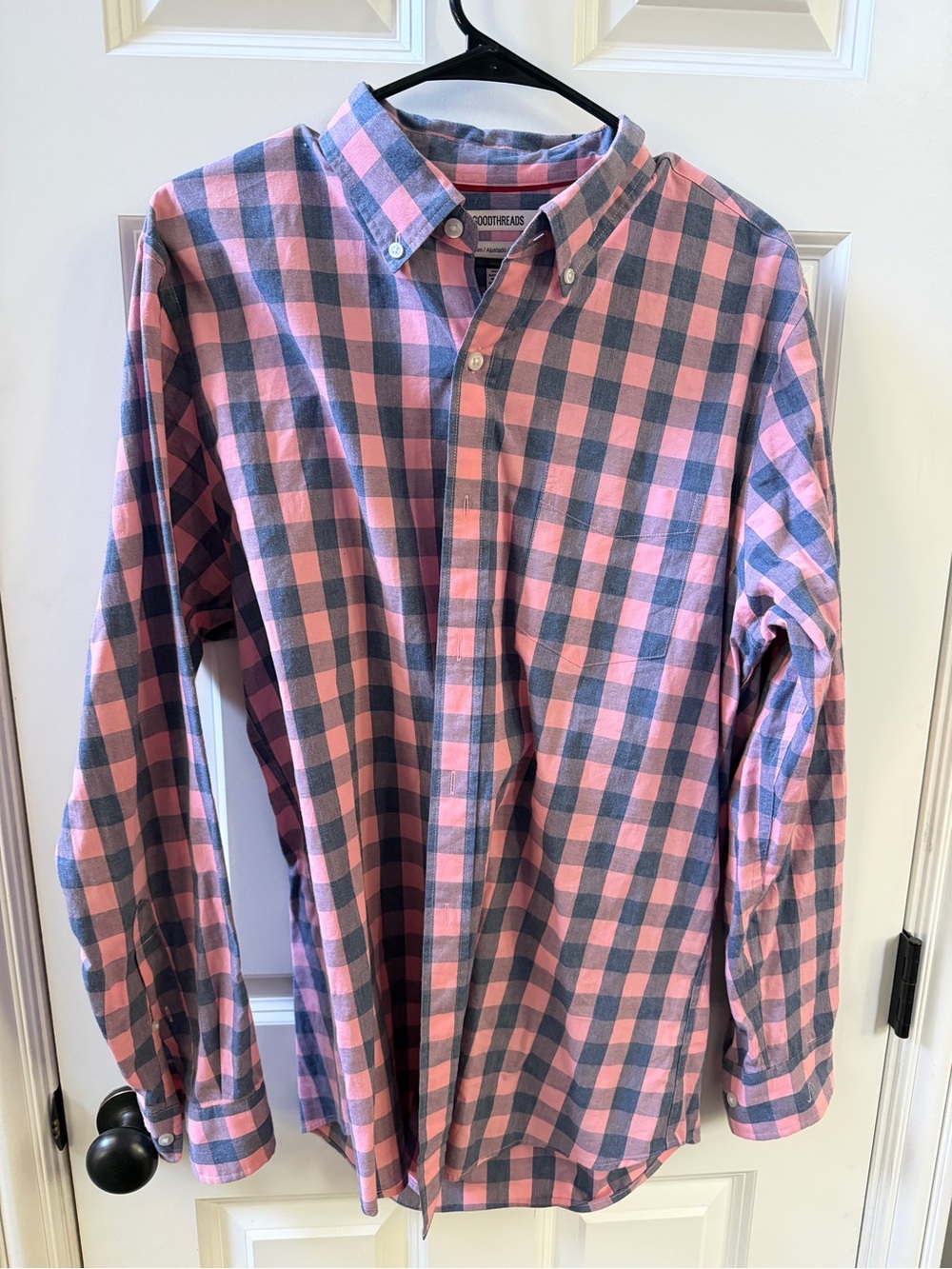 Goodthreads Pink and Gray Plaid Button-Down Shirt